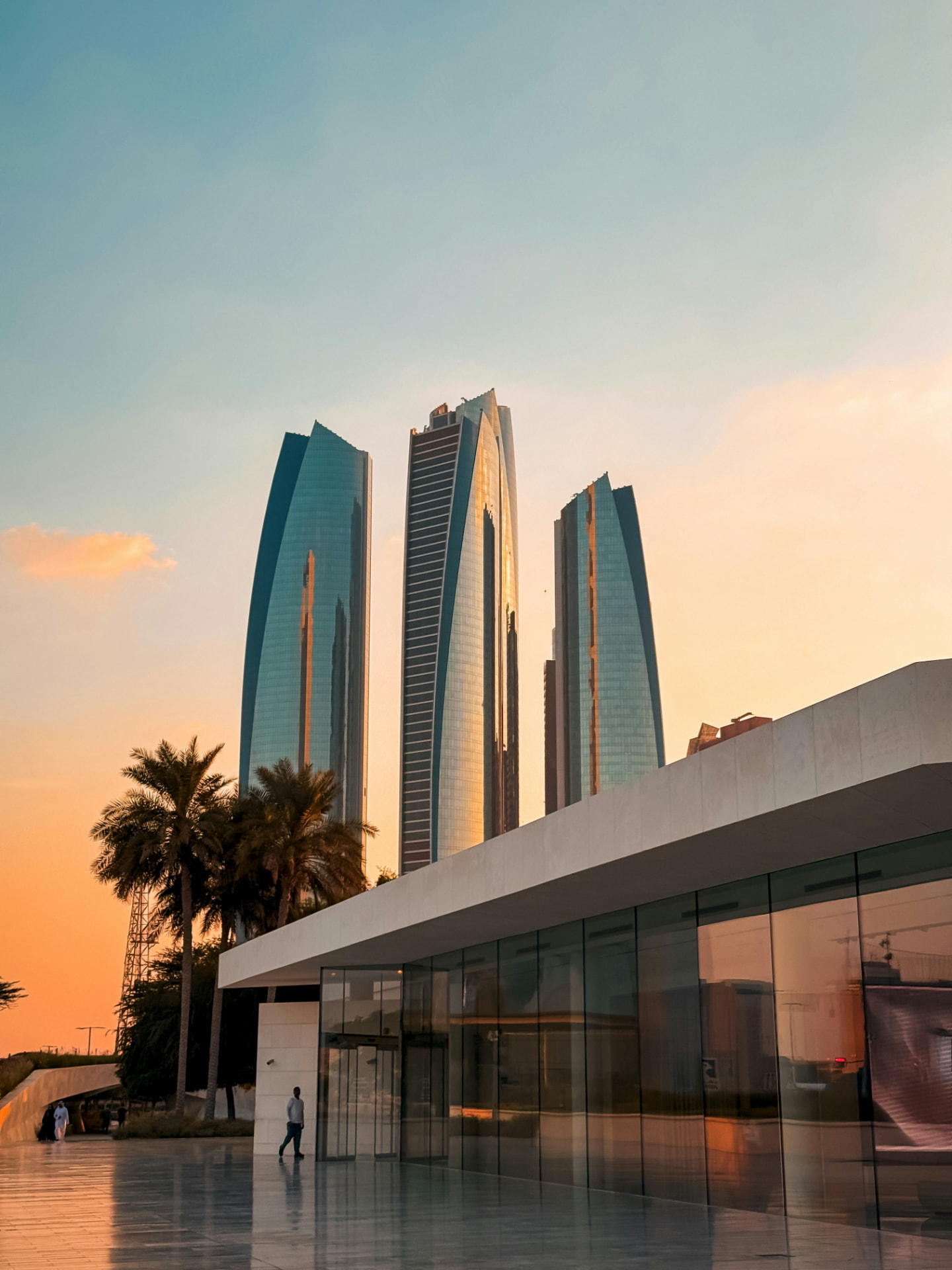 Abu Dhabi skyline at sunset
